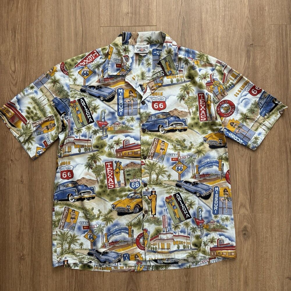 VTG 90s Hawaiian Shirt Mens XL Pacific Legend Bikini Pin Up Girl Camp USA Made - Picture 8 of 8